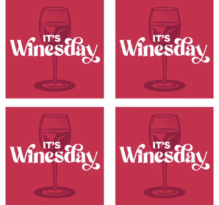 Sottobicchieri con frase mercoledì di vino - TenStickers