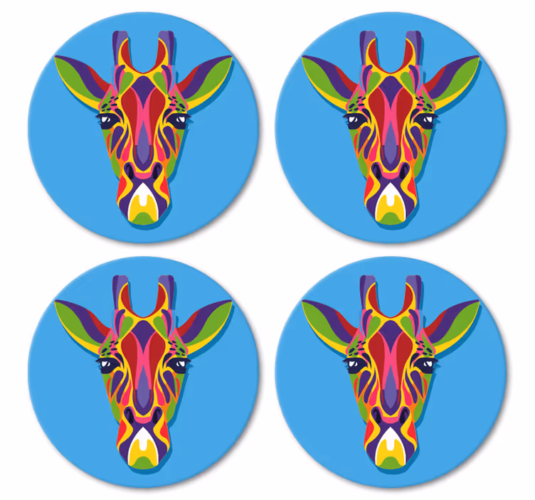 Sottobicchiere  personalizzato moderno Pittura giraffa multicolor - TenStickers