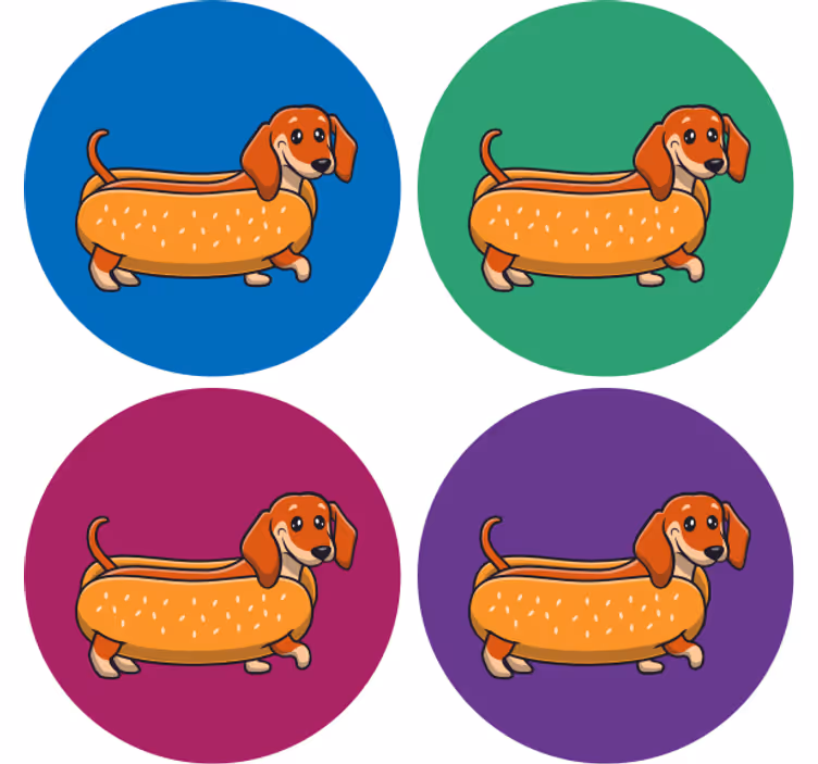 Sottobicchieri nerd cagnolino salsiccia giocoso - TenStickers