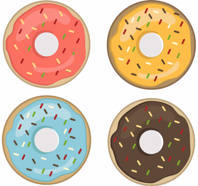 Sottobicchieri nerd design di ciambelle colorate - TenStickers