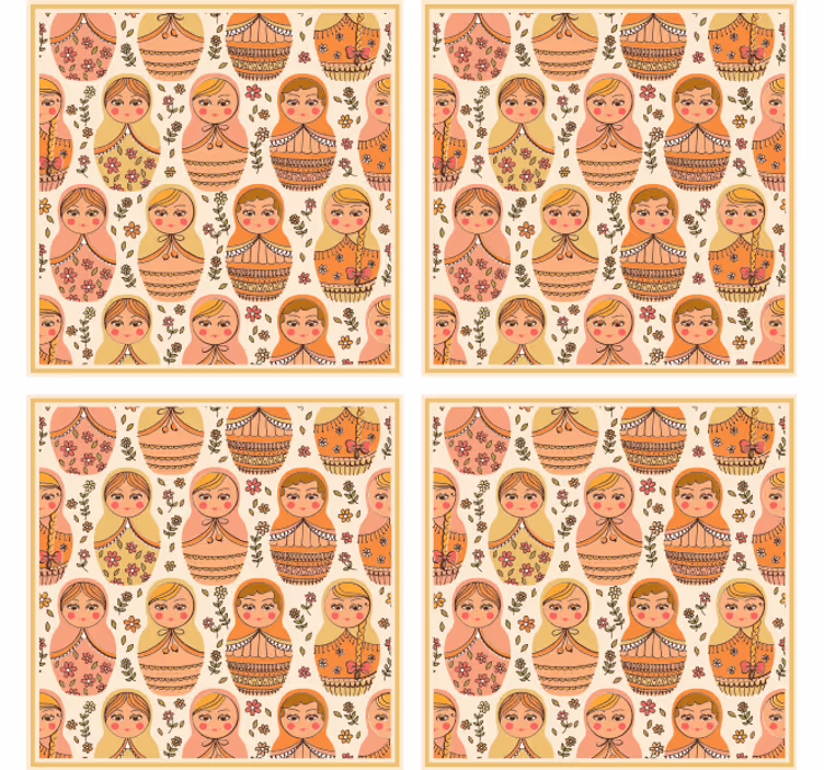 Sottobicchieri nerd con motivo di matrioske colorate - TenStickers