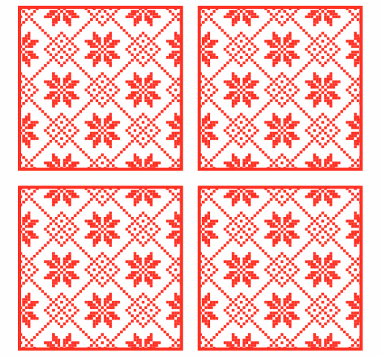 Sottobicchieri natalizi motivo floreale rosso - TenStickers