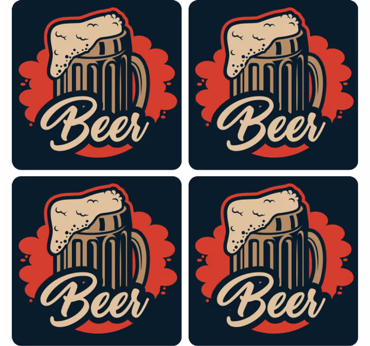 Sottobicchieri birra illustrazione di una mug schiumosa - TenStickers