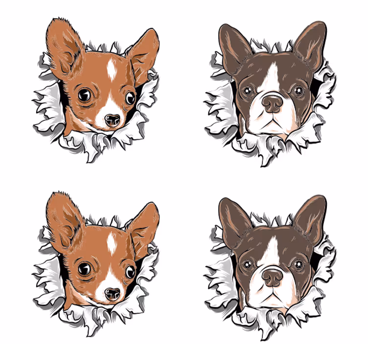 Sottobicchieri nerd faccine di chihuahua e bulldog - TenStickers