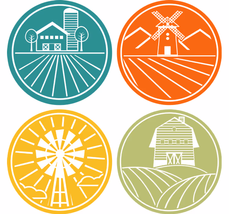 Sottobicchieri vintage grafiche circolari agricole - TenStickers