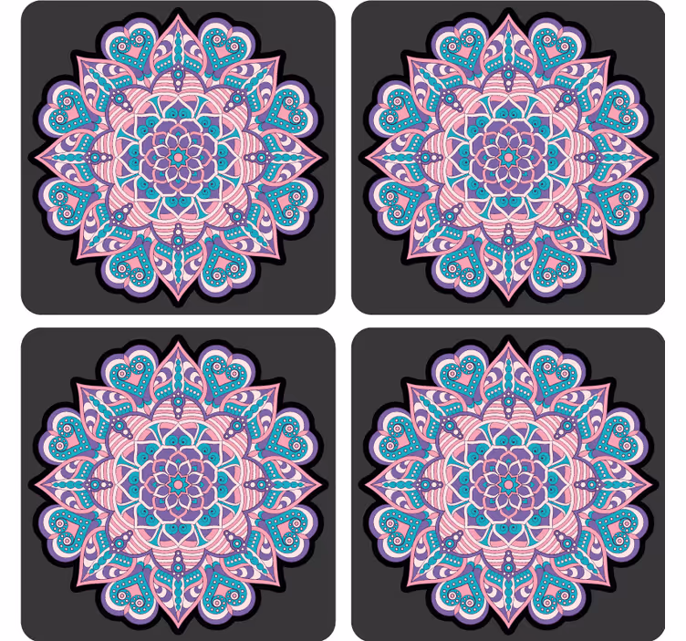 Sottobicchieri nerd mandala cuore colorato - TenStickers