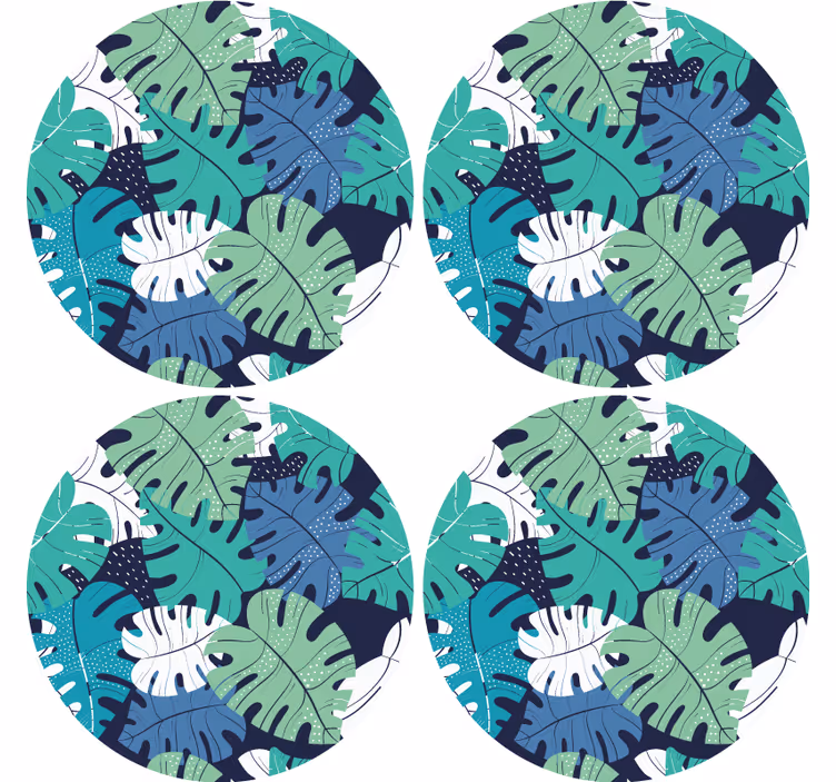 Sottobicchieri con motivi emblema foglia tropicale - TenStickers