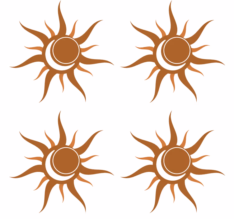 Sottobicchieri con motivi simbolo del sole curvato - TenStickers