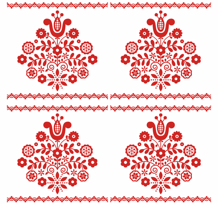 Sottobicchieri con motivi floreali folk - TenStickers