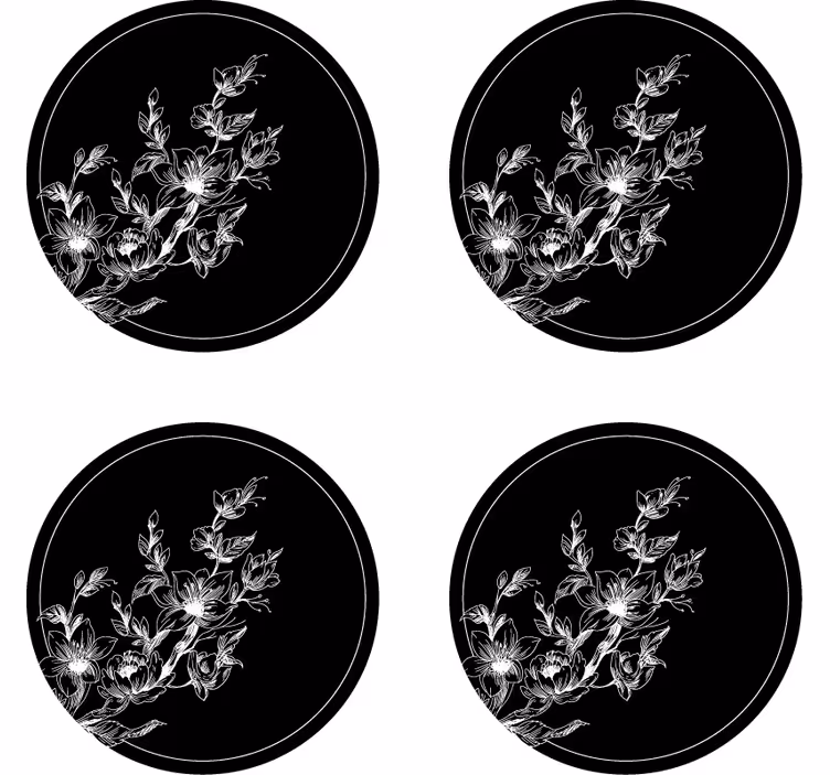 Sottobicchieri con motivi arte lineare floreale - TenStickers