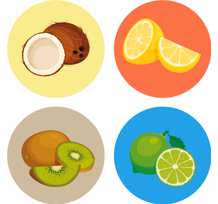 Sottobicchieri moderno collezione illustrazioni frutta - TenStickers
