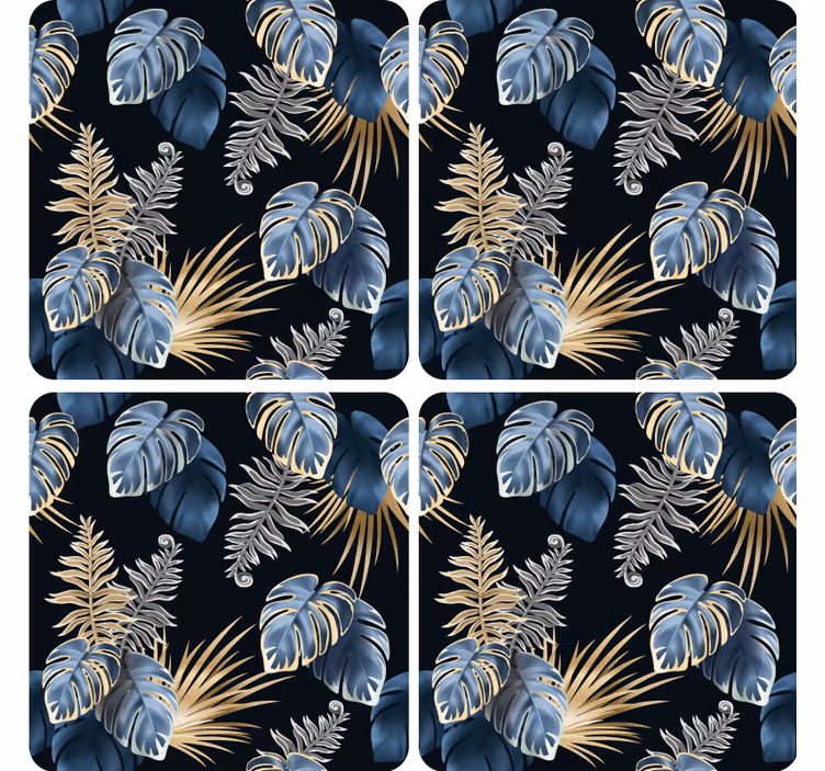 Sottobicchieri con motivi foliaggio tropicale lussureggiante - TenStickers