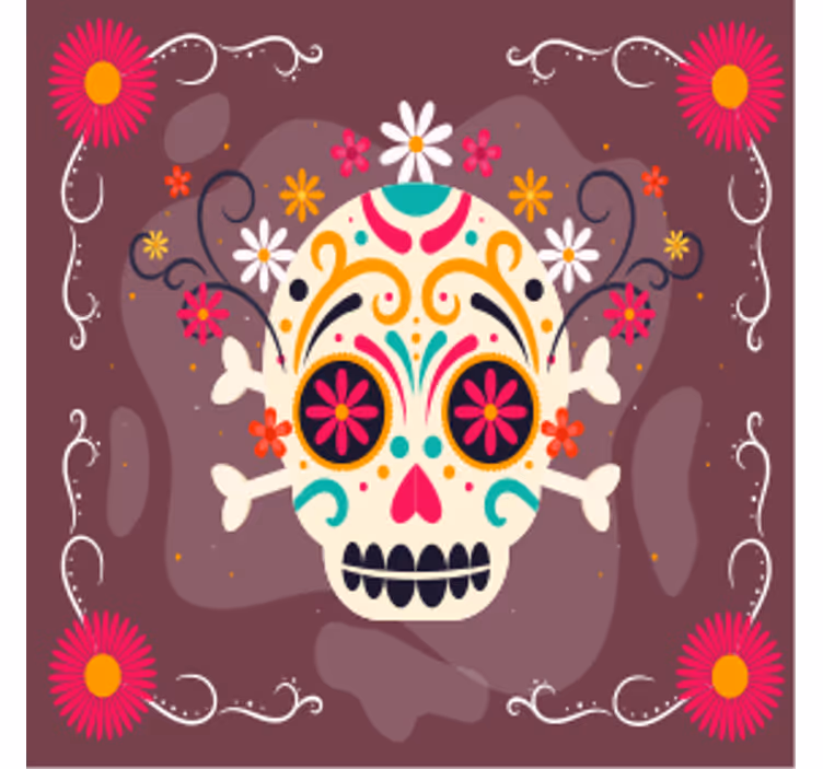 Sottobicchieri halloween motivo teschi colorati - TenStickers