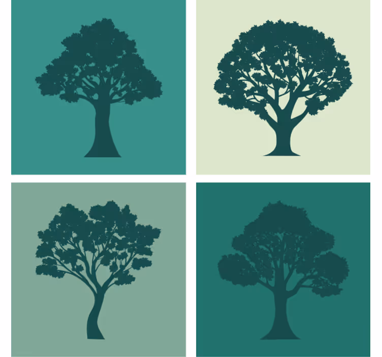 Sottobicchieri con motivi collezione silhouette alberi - TenStickers