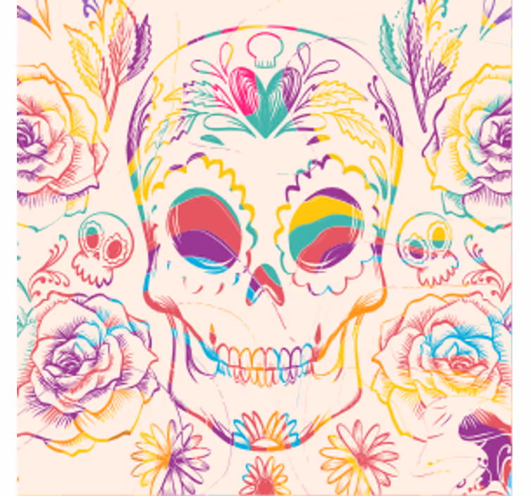Sottobicchieri halloween teschi colorati floreali - TenStickers