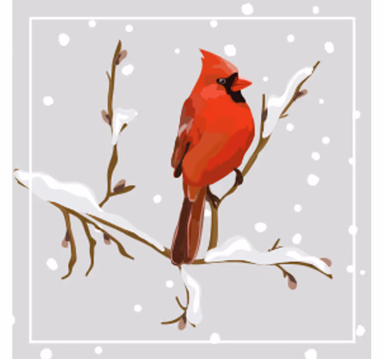 Sottobicchieri natalizi cardinale su ramo innevato - TenStickers