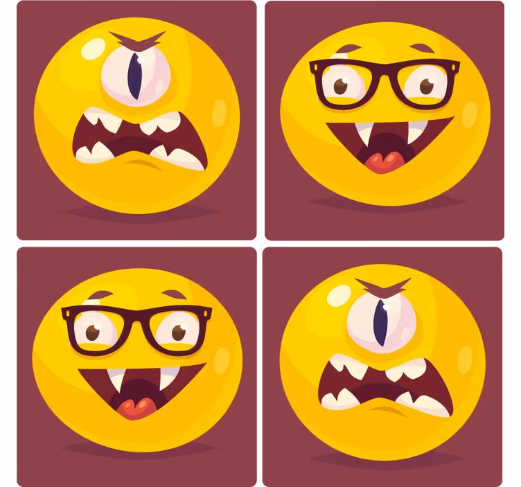 Sottobicchieri nerd faccine sorridenti stravaganti - TenStickers
