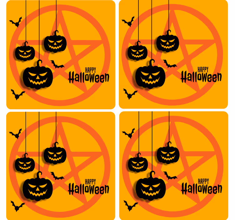 Sottobicchieri Halloween motivo di zucca spettrale - TenStickers