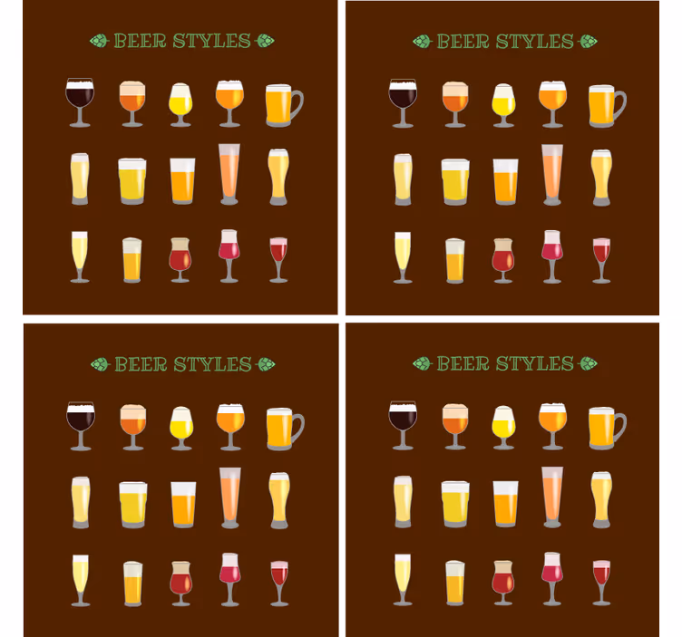 Sottobicchieri birra varietà di bicchieri birra - TenStickers