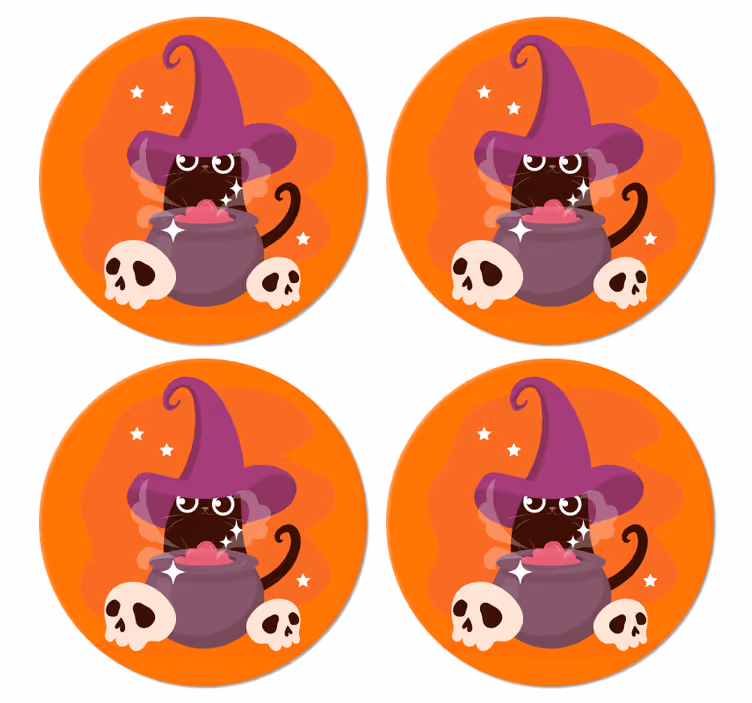 Sottobicchiere gatto stile halloween - TenStickers