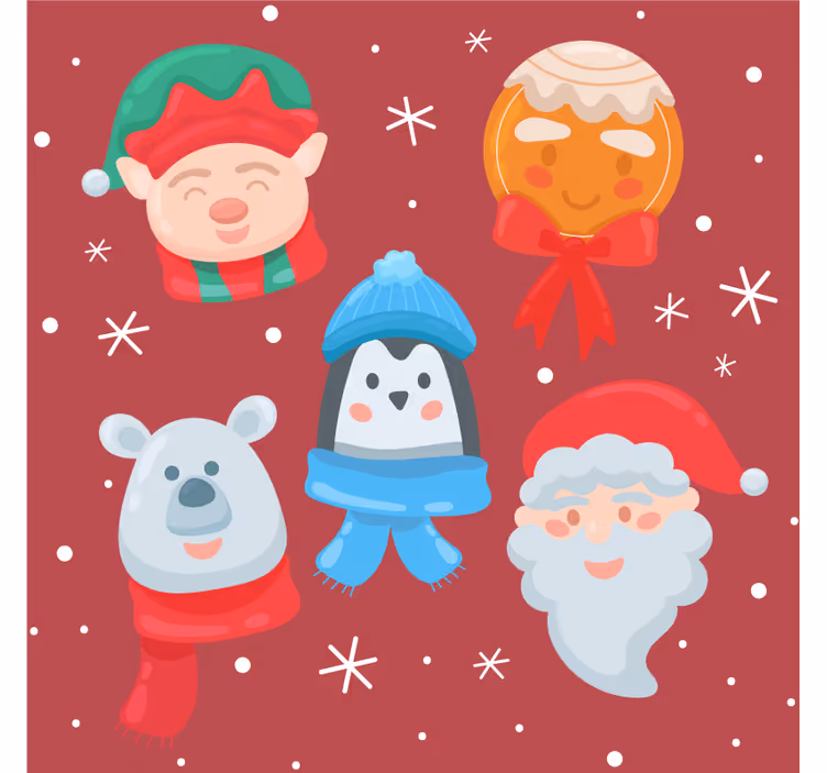 Sottobicchieri natalizi assortimento di figure festive - TenStickers