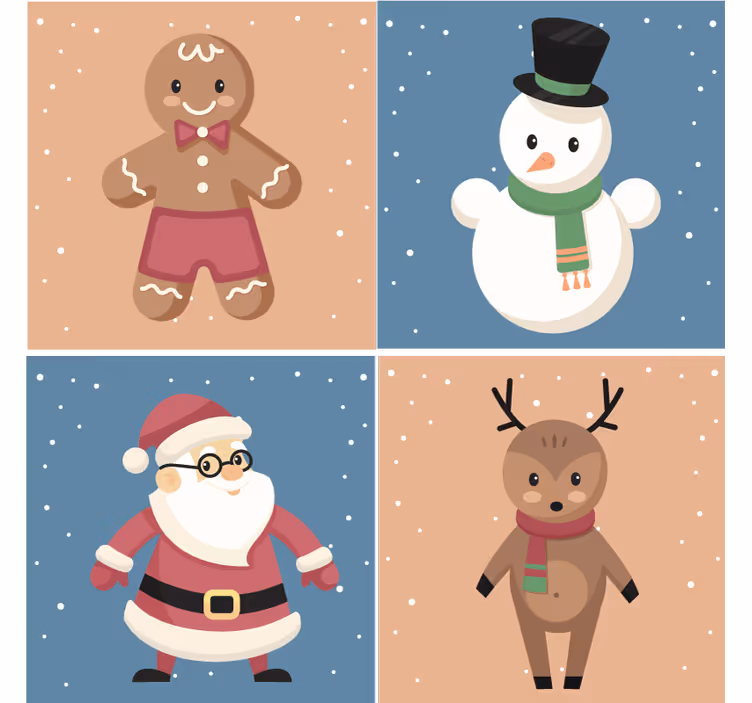 Sottobicchieri natalizi figure di pan di zenzero festose - TenStickers