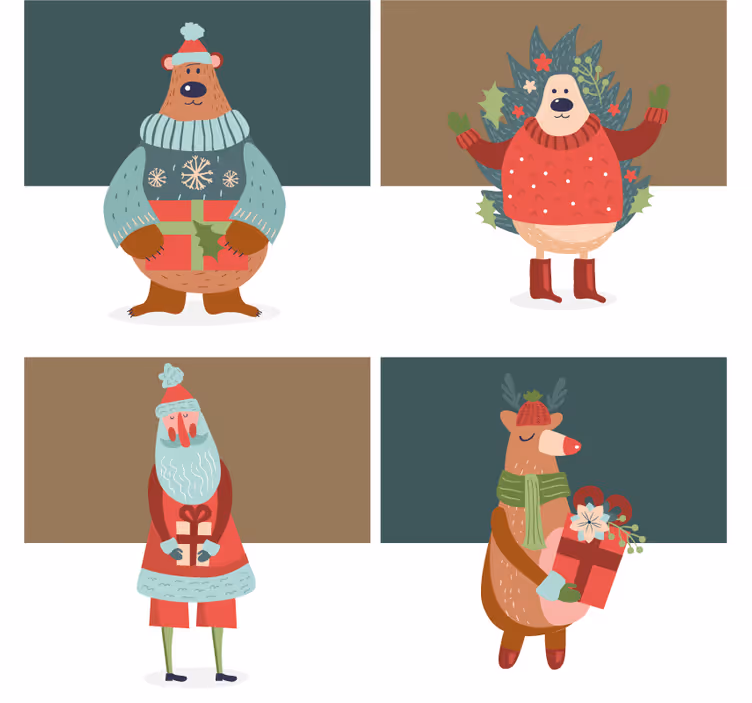 Sottobicchieri natalizi collezione personaggi festivi - TenStickers