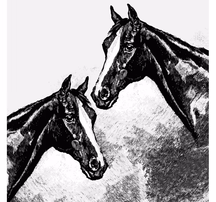 Sottobicchieri vintage teste di cavallo doppie - TenStickers