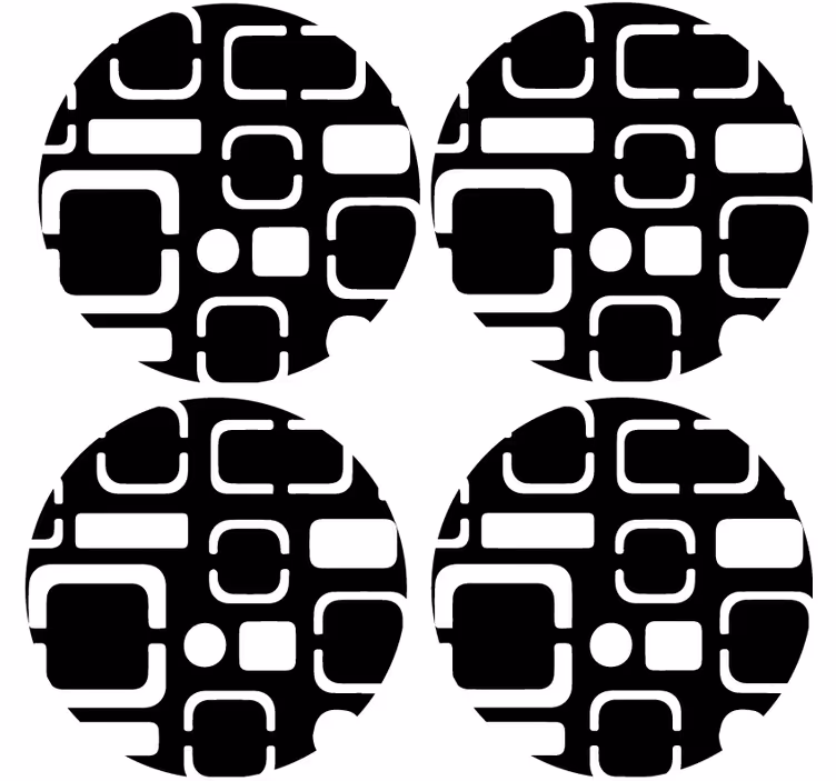 Sottobicchieri con motivi geometrici neri - TenStickers
