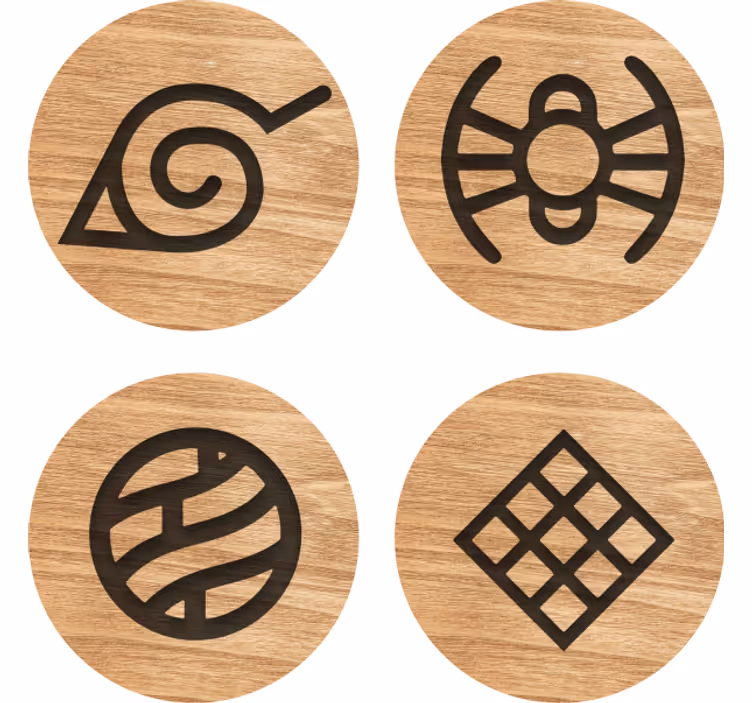 Sottobicchieri nerd cerchi di legno simbolici - TenStickers