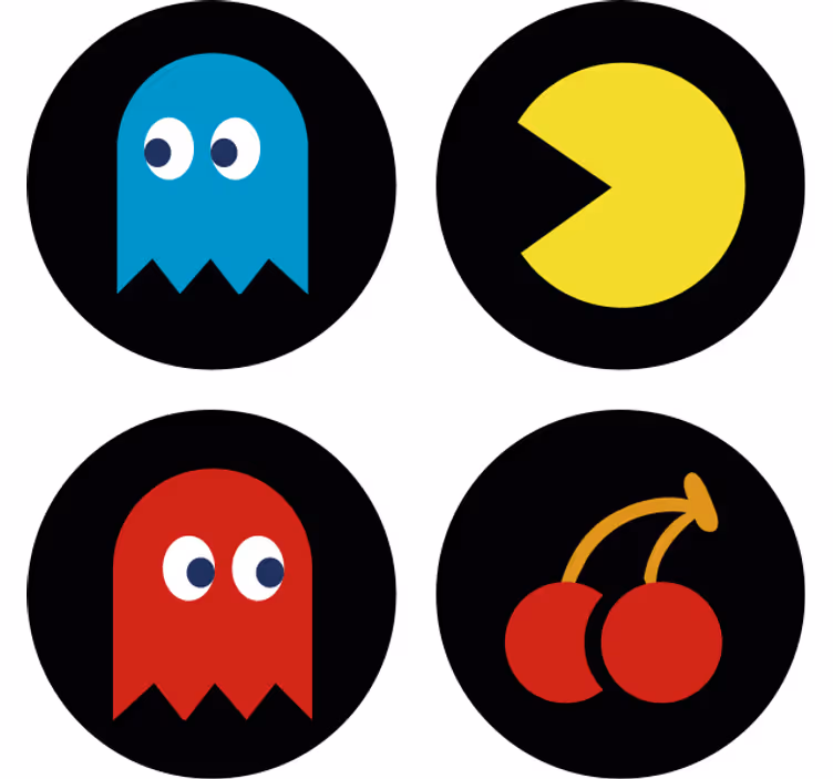 Sottobicchieri nerd icone retro colorate - TenStickers