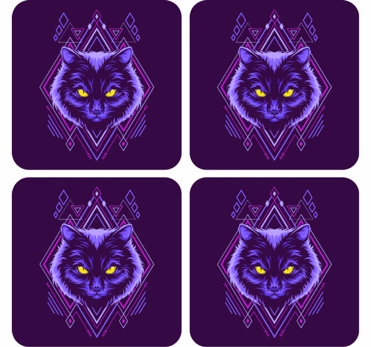 Sottobicchieri nerd illustrazione di gatto elegante - TenStickers