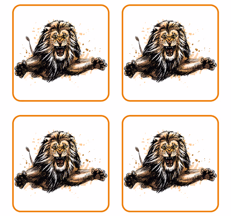 Sottobicchieri vintage illustrazione di leone feroce - TenStickers