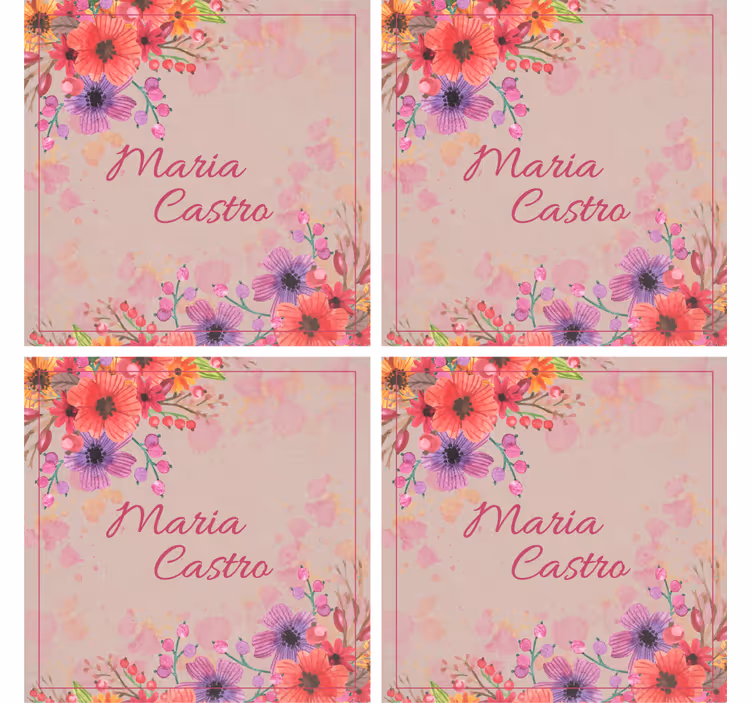 Sottobicchieri personalizzabile decorazioni floreali - TenStickers