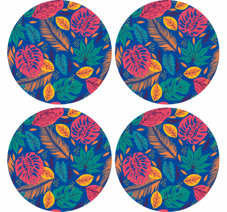 Sottobicchieri con motivi stampa foglia tropicale - TenStickers