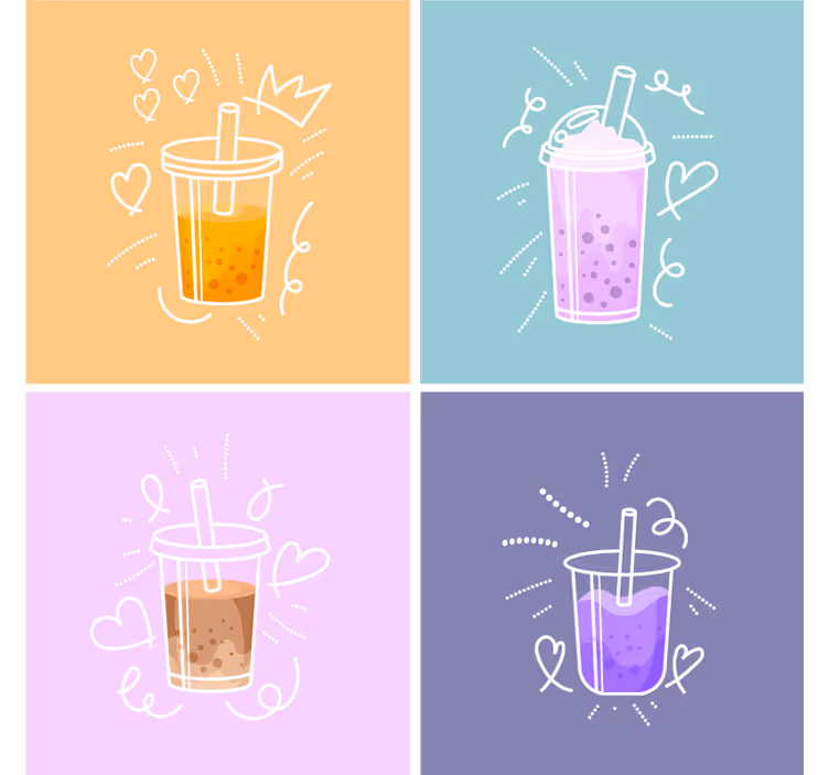 Sottobicchieri moderno illustrazioni vivaci di bevande - TenStickers
