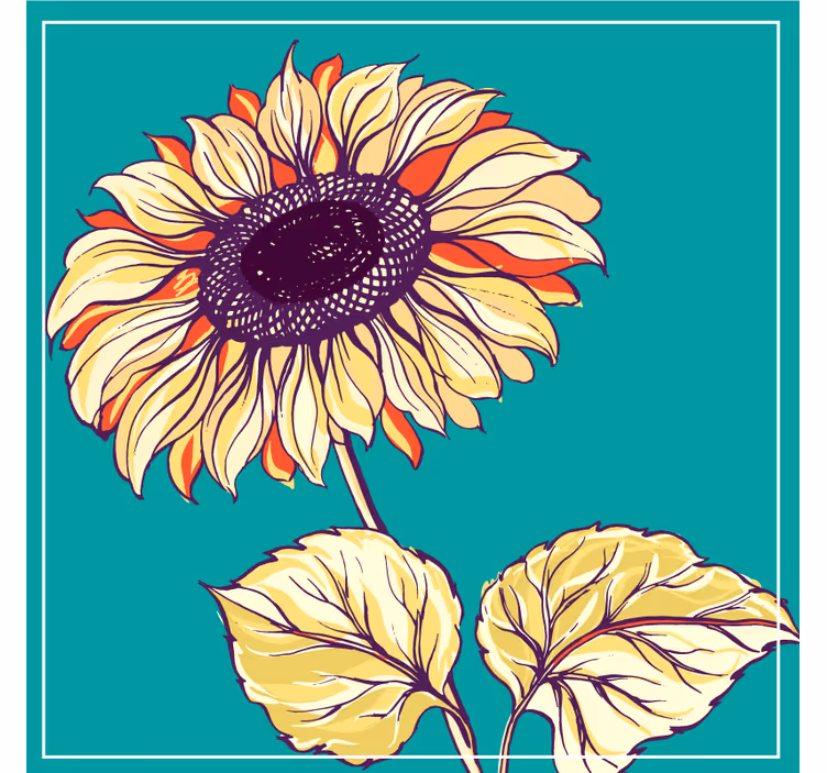 Sottobicchieri birra illustrazione girasole vibrante - TenStickers