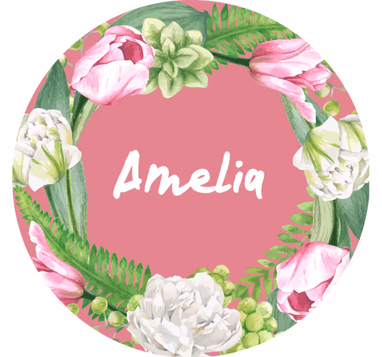 Sottobicchieri personalizzabile corona floreale rosa - TenStickers