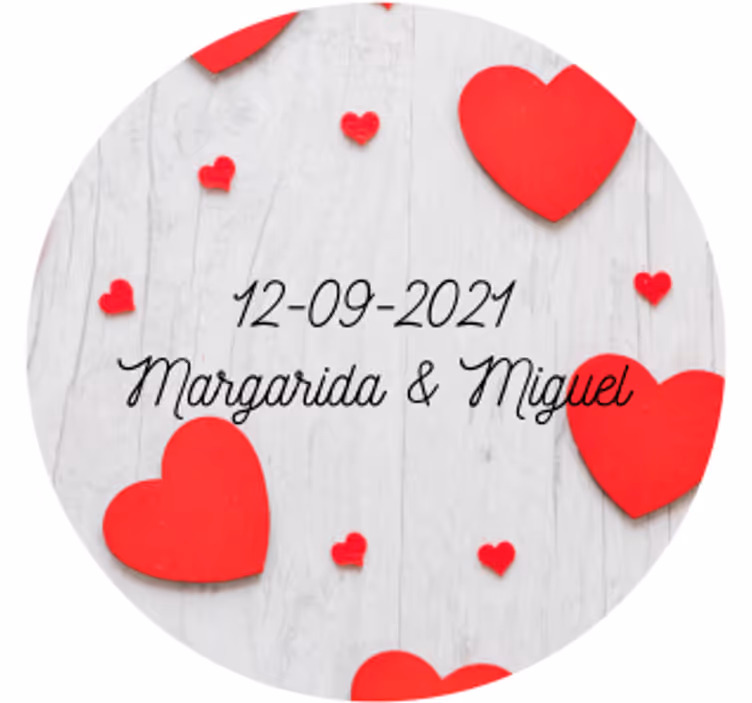 Sottobicchieri matrimonio cuori e data personalizzati - TenStickers