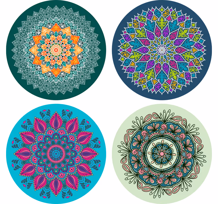 Sottobicchieri con motivi motivi mandala intricati - TenStickers