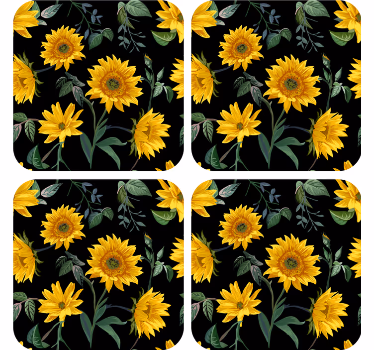 Sottobicchieri moderno motivo floreale girasole - TenStickers