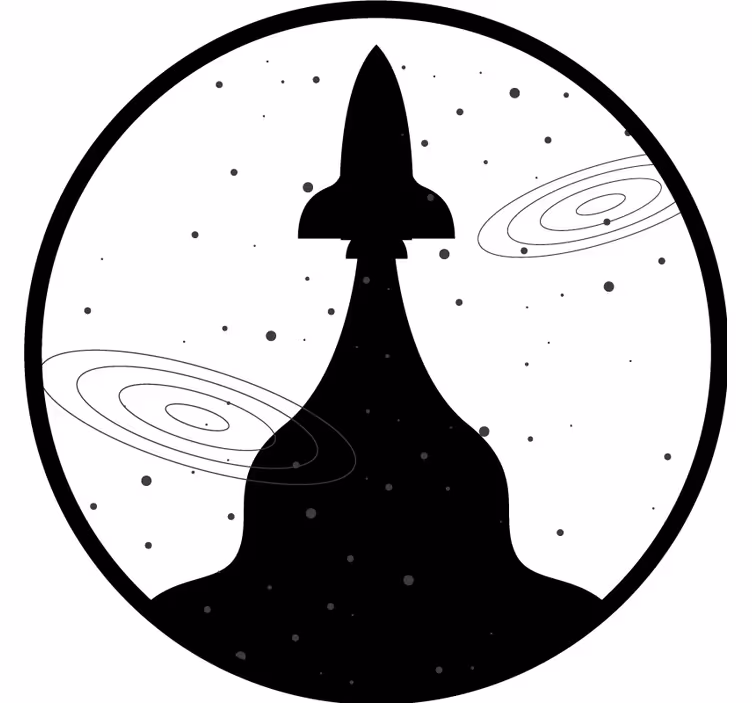 Sottobicchieri nerd silhouette di razzo con stelle - TenStickers