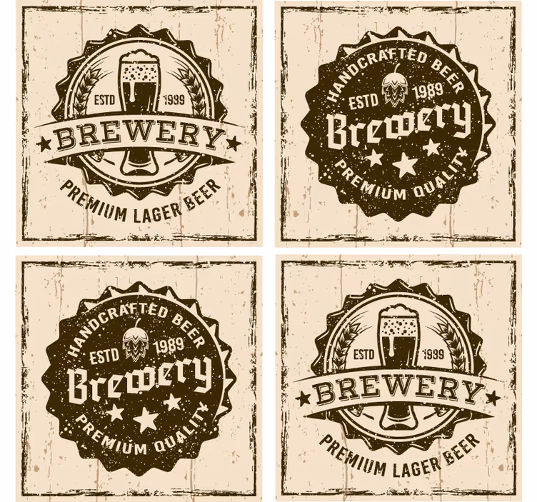 Sottobicchieri birra design badge birrificio vintage - TenStickers