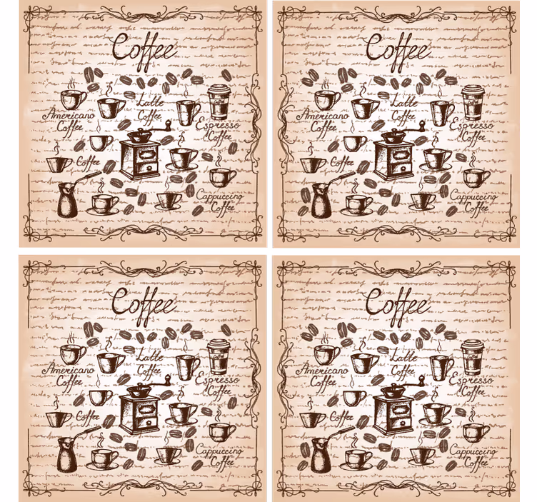 Sottobicchieri personalizzabile illustrazione caffè - TenStickers