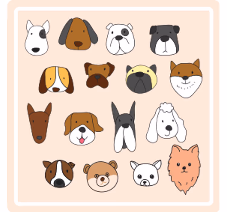 Sottobicchieri nerd faccine di animali carini - TenStickers