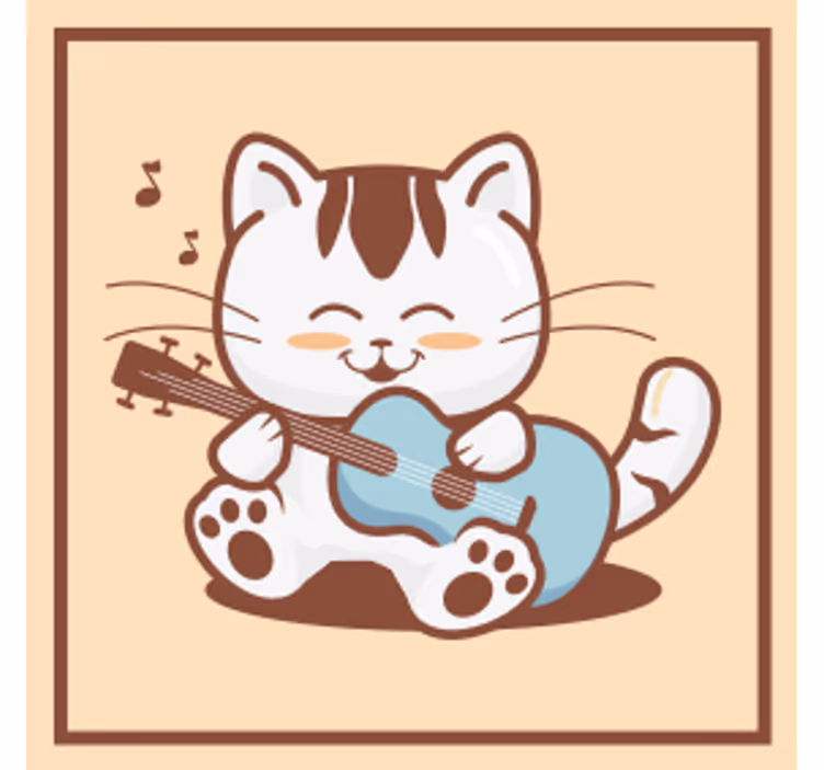 Sottobicchieri nerd gatto giocoso che suona la chitarra - TenStickers