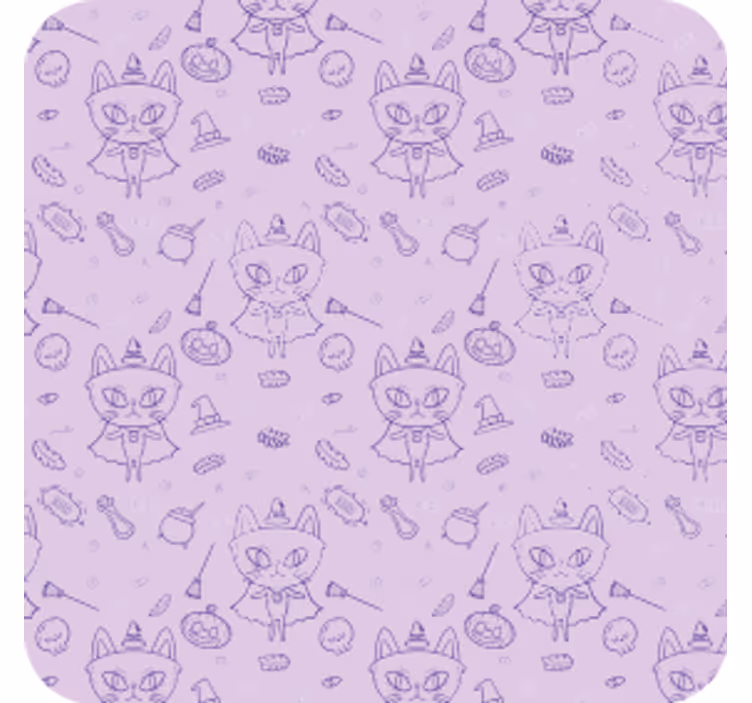 Sottobicchieri halloween elementi di gatto fantasioso - TenStickers