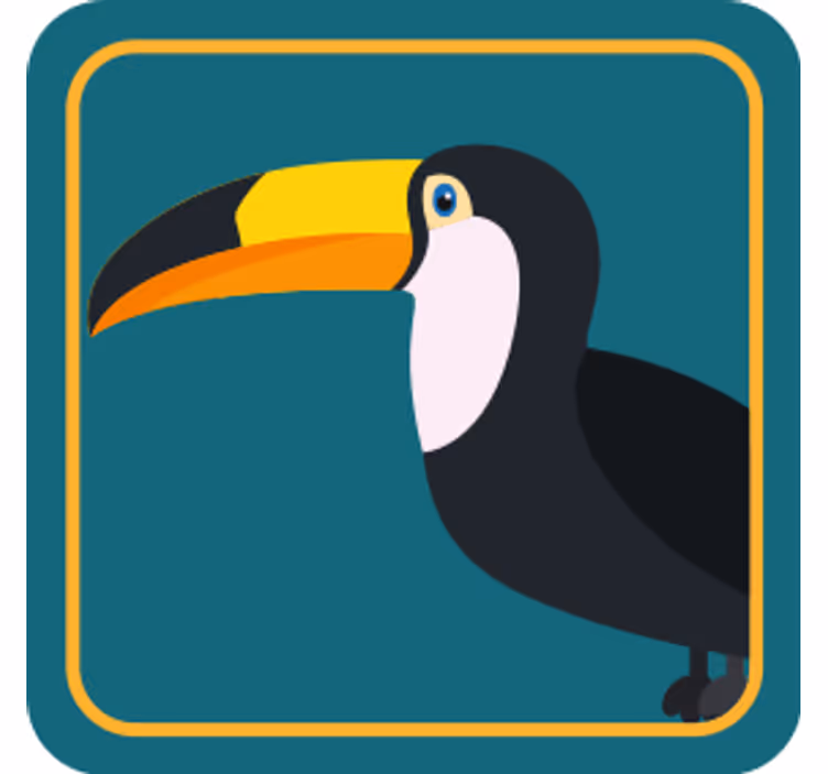Sottobicchieri vintage illustrazione tucano tropicale - TenStickers