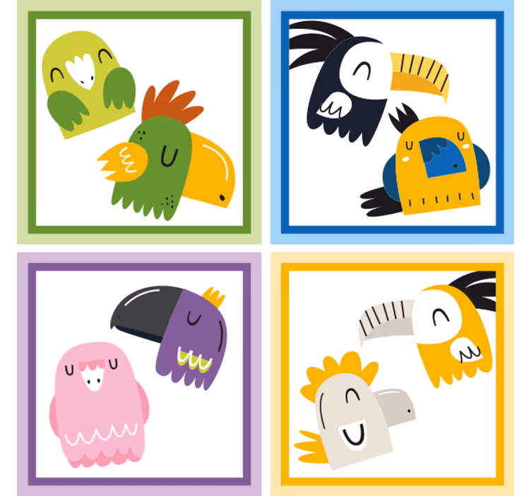 Sottobicchieri birra volti di uccelli colorati - TenStickers