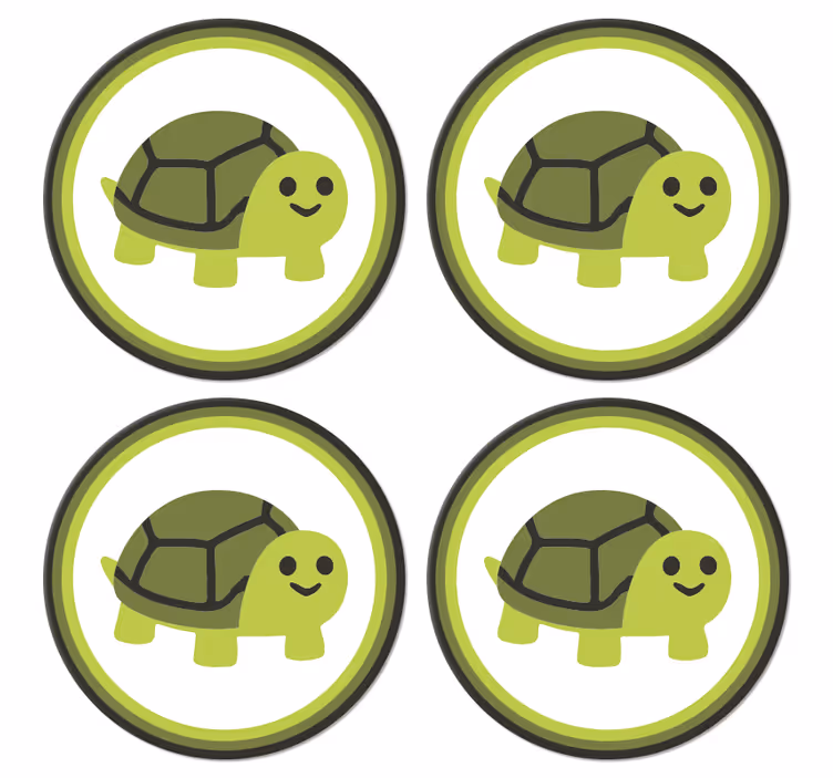 Sottobicchieri nerd tartaruga sorridente grafica - TenStickers